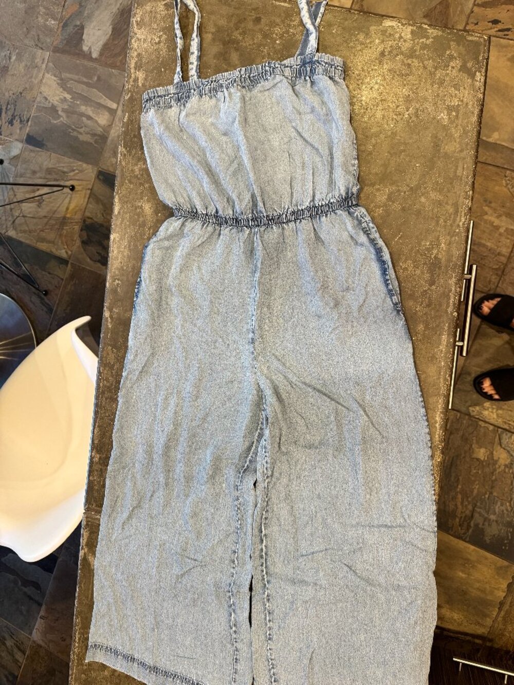 Z Supply Denim Look Romper, Size L